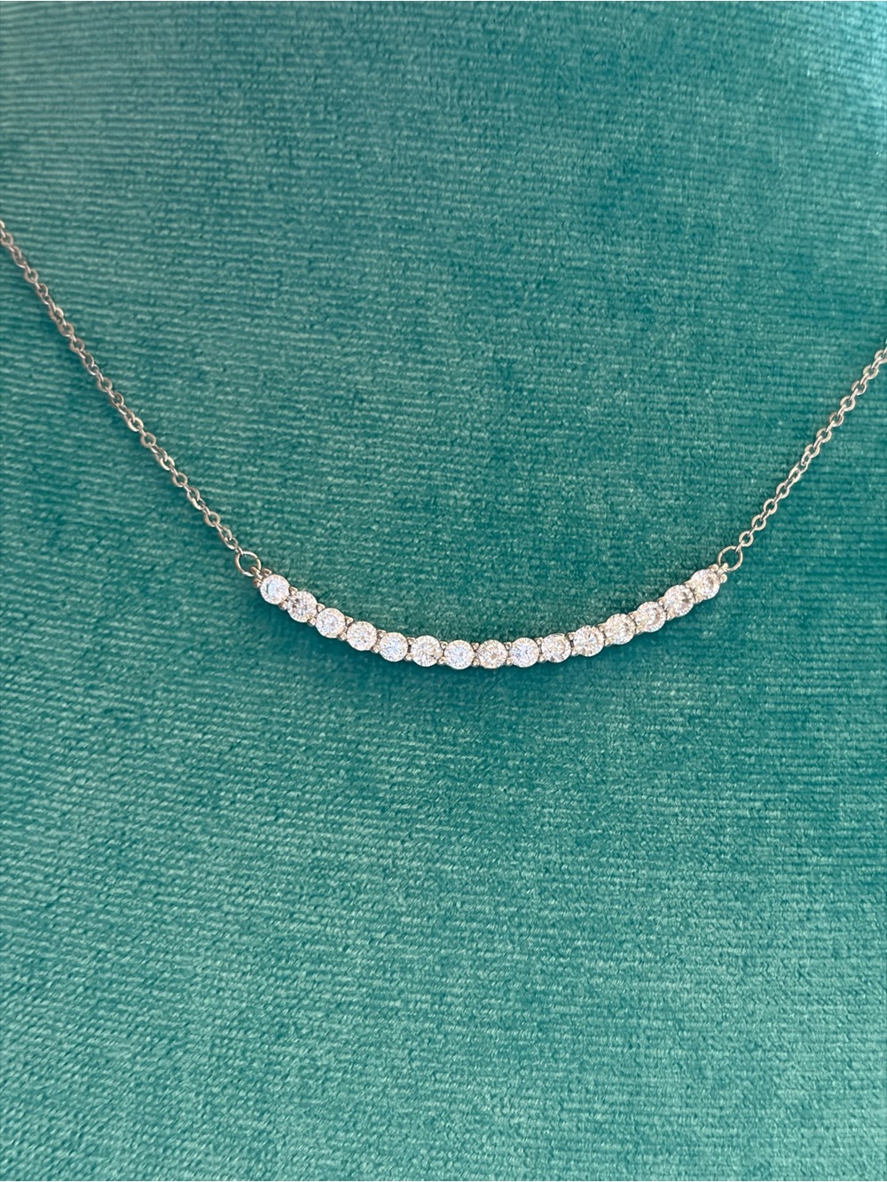 Classic Sterling Silver Curve CZ Necklace in White